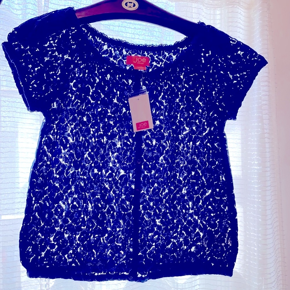 Joe Fresh lace button up crop top
